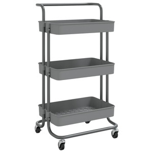 vidaXL, vidaXL Küchenwagen 3 Etagen Grau 42x35x85 cm Eisen und ABS, vidaXL Küchenwagen 3 Etagen Grau 42x35x85 cm Eisen und ABS