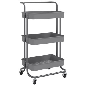 vidaXL, vidaXL Küchenwagen 3 Etagen Grau 42x35x85 cm Eisen und ABS, vidaXL Küchenwagen 3 Etagen Grau 42x35x85 cm Eisen und ABS