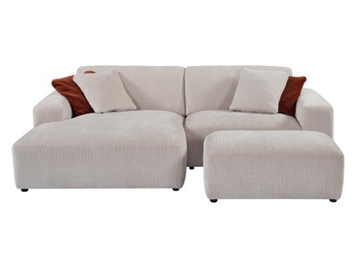 Vente-unique, Ecksofa & Hocker - Ecke links - Cord - Beige - TIRONO Ecksofa & Hocker - Ecke links - Cord - Beige - TIRONO, 