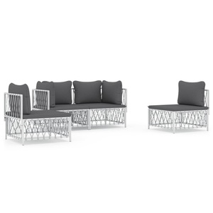 vidaXL, vidaXL 4-tlg. Garten-Lounge-Set mit Kissen Weiß Stahl, vidaXL 4-tlg. Garten-Lounge-Set mit Kissen Weiß Stahl