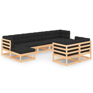 vidaXL, vidaXL 9-tlg. Garten-Lounge-Set mit Anthrazit Kissen Kiefernholz, vidaXL 9-tlg. Garten-Lounge-Set mit Kissen Massivholz Kiefer