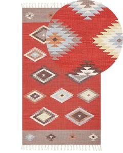 Beliani, Teppich aus Baumwolle Klassisch LORUT Teppich aus Baumwolle Klassisch LORUT, Beliani - Teppich aus Baumwolle Klassisch LORUT, 80X150CM, Rot Bunt