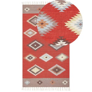 Beliani, Teppich aus Baumwolle Klassisch LORUT Teppich aus Baumwolle Klassisch LORUT, Beliani - Teppich aus Baumwolle Klassisch LORUT, 80X150CM, Rot Bunt
