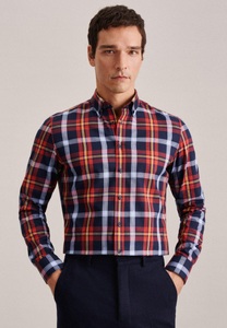 Seidensticker, Flanellhemd Slim Fit Langarm Karo Herren Orange 43, seidensticker Flanellhemd »Slim« Slim 1/1 Button-Down-Kragen Karo