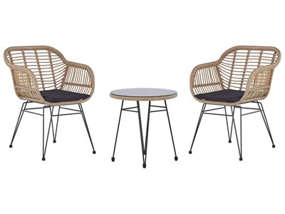 Beliani, Bistro Set aus PE Rattan Modern TROPEA II Bistro Set aus PE Rattan Modern TROPEA II, Beliani - Bistro Set aus PE Rattan Rustikal TROPEA II, One Size, Nude