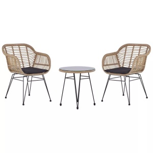 Beliani, Bistro Set aus PE Rattan Modern TROPEA II Bistro Set aus PE Rattan Modern TROPEA II, Beliani - Bistro Set aus PE Rattan Rustikal TROPEA II, One Size, Nude