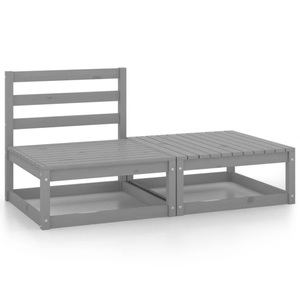 vidaXL, vidaXL 2-tlg. Garten-Lounge-Set Grau Kiefer Massivholz, vidaXL 2-tlg. Garten-Lounge-Set Grau Kiefer Massivholz