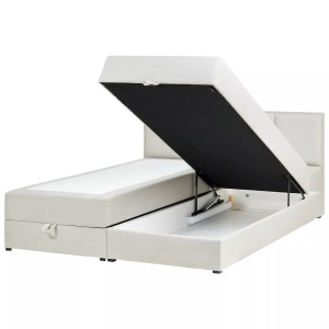 Beliani, Beliani - Boxspringbett mit Stauraum aus Stoff Skandinavisch BARONET, 180x200 cm, Schneeweiss