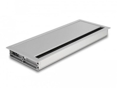 Delock, 66864 Kabel-Organizer Tisch/Bank Cable grommet Silber 1 Stück(e), Delock Einbaurahmen für Tisch mit Bürste 300x120x28mm, Silber