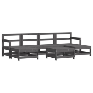 vidaXL, vidaXL 7-tlg. Garten-Lounge-Set Grau Massivholz Kiefer, 