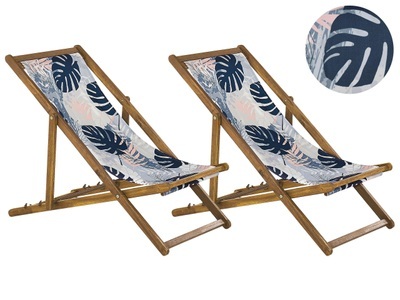 Beliani, Beliani Anzio Sonnenliege, Beliani - Liege aus Polyester Modern ANZIO, One Size, Blau Bunt
