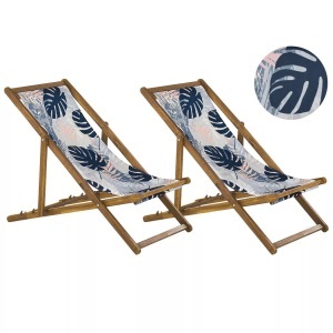 Beliani, Beliani Anzio Sonnenliege, Beliani - Liege aus Polyester Modern ANZIO, One Size, Blau Bunt