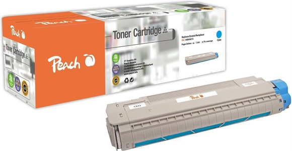 Peach, Peach Tonermodul cyan kompatibel zu OKI 44844615, Peach O4484 Toner cy ersetzt OKI 44844615 für z.B. OKI C 822 CDTN, OKI C 822 DN, OKI C 822 N, OKI C 822