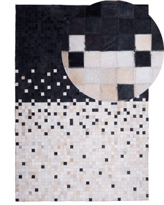 Beliani, Beliani Teppich Leder schwarz-beige 160 x 230 cm ERFELEK, Beliani - Teppich aus Echtleder Modern ERFELEK, 160X230CM, Schwarz