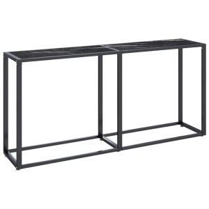 vidaXL, vidaXL Konsolentisch Schwarz Marmor-Optik 160x35x75,5 cm Hartglas