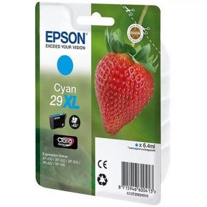 Epson, Original Tintenpatrone XL cyan Epson T299240, Epson E29 Druckerpatronen XL cy - Epson T2992, No. 29XL c, C13T29924020 für z.B. Epson Expression Home XP -235, Epson Expression Home XP -330