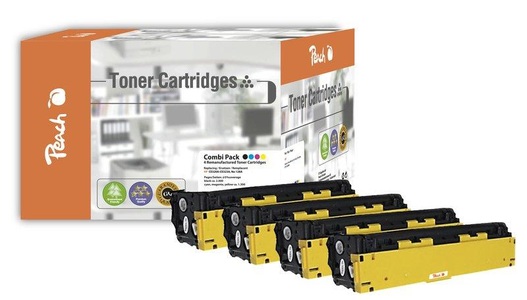 Peach, Peach Spar Pack Tonermodule kompatibel zu HP No. 128A, Peach HP 128 A 4 Toner (bk, c/m/y) ersetzt HP No. 128A, CE320A, CE321A, CE322A, CE323A für z.B. HP Color LaserJet Pro CM 1415 fn
