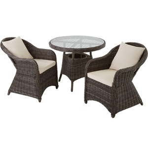 TecTake, Aluminium Rattan Sitzgruppe Zürich 2+1 Aluminium Rattan Sitzgruppe Zürich 2+1, Tectake - Aluminium Rattan Sitzgruppe Zürich 2+1, 3 Stück, Grau