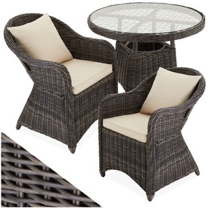 TecTake, Aluminium Rattan Sitzgruppe Zürich 2+1 Aluminium Rattan Sitzgruppe Zürich 2+1, Tectake - Aluminium Rattan Sitzgruppe Zürich 2+1, 3 Stück, Grau