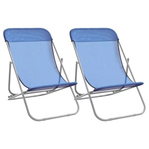 vidaXL, vidaXL Strandstühle 2 Stk. Blau Textilene & Pulverbeschichteter Stahl, vidaXL Strandstühle 2 Stk. Blau Textilene & Pulverbeschichteter Stahl
