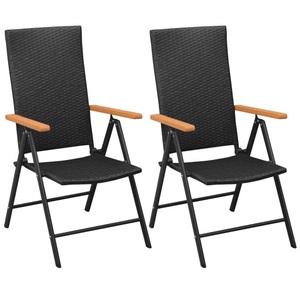 vidaXL, vidaXL Stapelbare Gartenstühle 2 Stk. Poly Rattan Schwarz, vidaXL Stapelbare Gartenstühle 2 Stk. Poly Rattan Schwarz