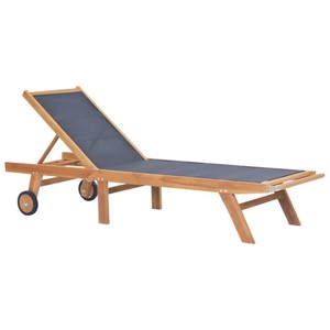 Diverse Hardware, Sonnenliege Klappbar mit Rollen Teak Massivholz und Textilene, vidaXL Sonnenliege Klappbar mit Rädern Teak Massivholz und Textilene