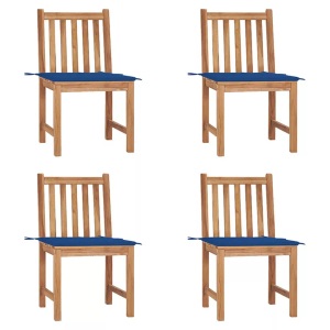 vidaXL, vidaXL Gartenstühle 4 Stk. mit Kissen Massivholz Teak, vidaXL Gartenstühle 4 Stk. mit Kissen Massivholz Teak