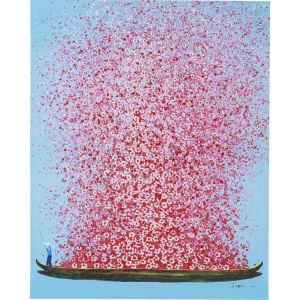 KARE, KARE Design Leinwandbild »Flower Boat«, KARE Design - Bild Touched Flower Boat Blau Pink 100x80cm, One Size,