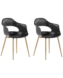Beliani, Set mit 2 Stühlen aus Kunststoff Skandinavisch UTICA Set mit 2 Stühlen aus Kunststoff Skandinavisch UTICA, Beliani - Esszimmerstuhl 2er Set aus Kunststoff Modern UTICA, One Size, Schwarz