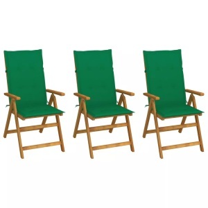 vidaXL, vidaXL Klappbare Gartenstühle 3 Stk. mit Auflagen Massivholz Akazie, vidaXL Klappbare Gartenstühle 3 Stk. mit Auflagen Massivholz Akazie