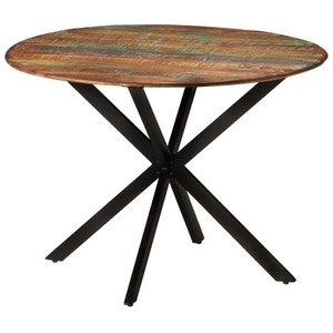 vidaXL, vidaXL Esstisch Ø110x78 cm Altholz Massiv und Stahl, vidaXL Esstisch Ø110x78 cm Altholz Massiv und Stahl