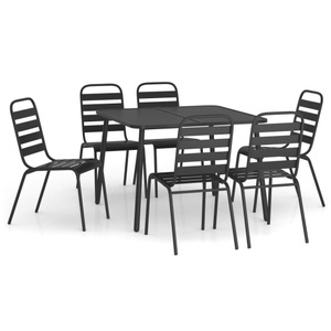 vidaXL, vidaXL 7-tlg. Garten-Essgruppe Anthrazit Stahl, vidaXL 7-tlg. Garten-Essgruppe Anthrazit Stahl