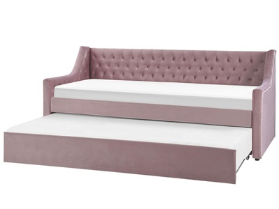 Beliani, Bett mit Lattenrost aus Samtstoff Glamourös MONTARGIS Bett mit Lattenrost aus Samtstoff Glamourös MONTARGIS