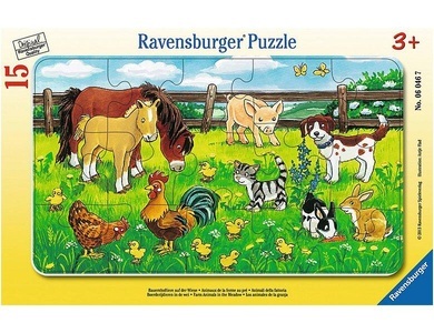 Ravensburger, RAVENSBURGER Puzzle 15 Teile Bauernhoftiere auf der Wiese, Ravensburger Bauernhoftiere auf der Wiese, Rahmenpuzzle
