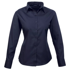 Premier, Popeline Bluse Arbeitshemd, Langärmlig Damen Marine 36, PREMIER - Bluse Langärmlig, für Damen, Marine, Größe 36