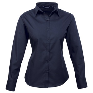 Premier, Popeline Bluse Arbeitshemd, Langärmlig Damen Marine 36, PREMIER - Bluse Langärmlig, für Damen, Marine, Größe 36