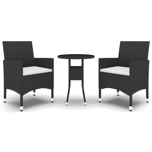 vidaXL, vidaXL 3-tlg. Garten-Essgruppe Poly Rattan Schwarz