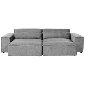 Beliani, Beliani - Ecksofa mit Ottomane aus Polyester Modern HELLNAR, One Size, Taubengrau