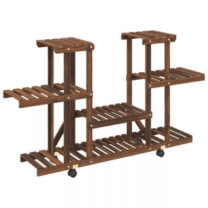 vidaXL, vidaXL Blumenständer mit Rollen 110x25x78 cm Massivholz Tanne, vidaXL Blumenständer mit Rollen 110x25x78 cm Massivholz Tanne