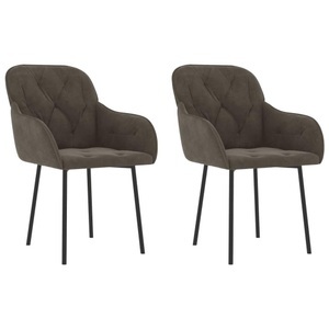 vidaXL, vidaXL Esszimmerstühle 2 Stk. Dunkelgrau Samt, VidaXL - Esszimmerstuhl samt, One Size, Grau