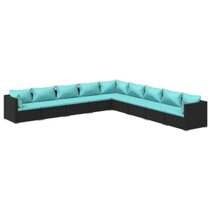 vidaXL, vidaXL 9-tlg. Garten-Lounge-Set mit Kissen Poly Rattan Schwarz, 