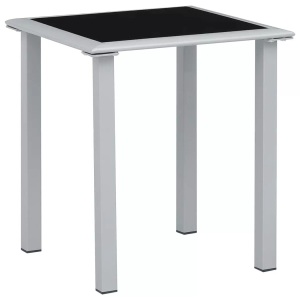 vidaXL, vidaXL Gartentisch Schwarz und Silbern 41x41x45 cm Stahl und Glas, vidaXL Gartentisch Schwarz und Silbern 41x41x45 cm Stahl und Glas