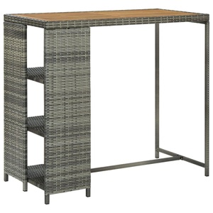 vidaXL, vidaXL Bartisch mit Regal Grau 120x60x110 cm Poly Rattan, vidaXL Bartisch mit Regal Grau 120x60x110 cm Poly Rattan