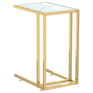 vidaXL, vidaXL Computer-Beistelltisch Weiß Marmor 50x35x65 cm Hartglas