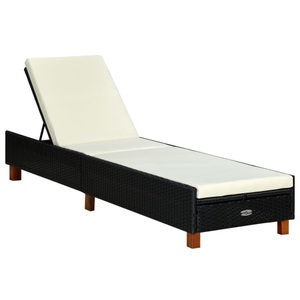 vidaXL, vidaXL Sonnenliege mit Auflage Poly Rattan Schwarz, vidaXL Sonnenliege mit Auflage Poly Rattan Schwarz