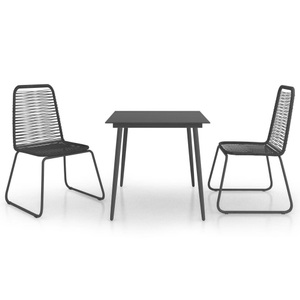 vidaXL, vidaXL 3-tlg. Garten-Essgruppe PVC Rattan Schwarz