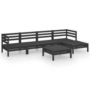 vidaXL, vidaXL 6-tlg. Garten-Lounge-Set Massivholz Kiefer Schwarz