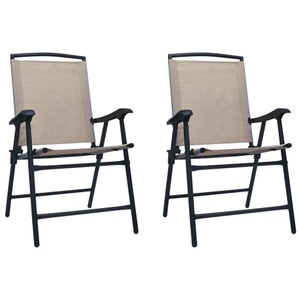 vidaXL, vidaXL Klappbare Gartenstühle 2 Stk. Textilene Taupe