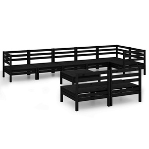 vidaXL, vidaXL 9-tlg. Garten-Lounge-Set Massivholz Kiefer Schwarz