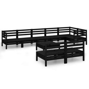 vidaXL, vidaXL 9-tlg. Garten-Lounge-Set Massivholz Kiefer Schwarz